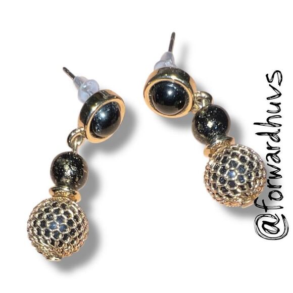 Bundle Sale 3 for $15 | Liz Claiborne Gold Tone Bead & Mesh Drop Earrings - Picture 3 of 9
